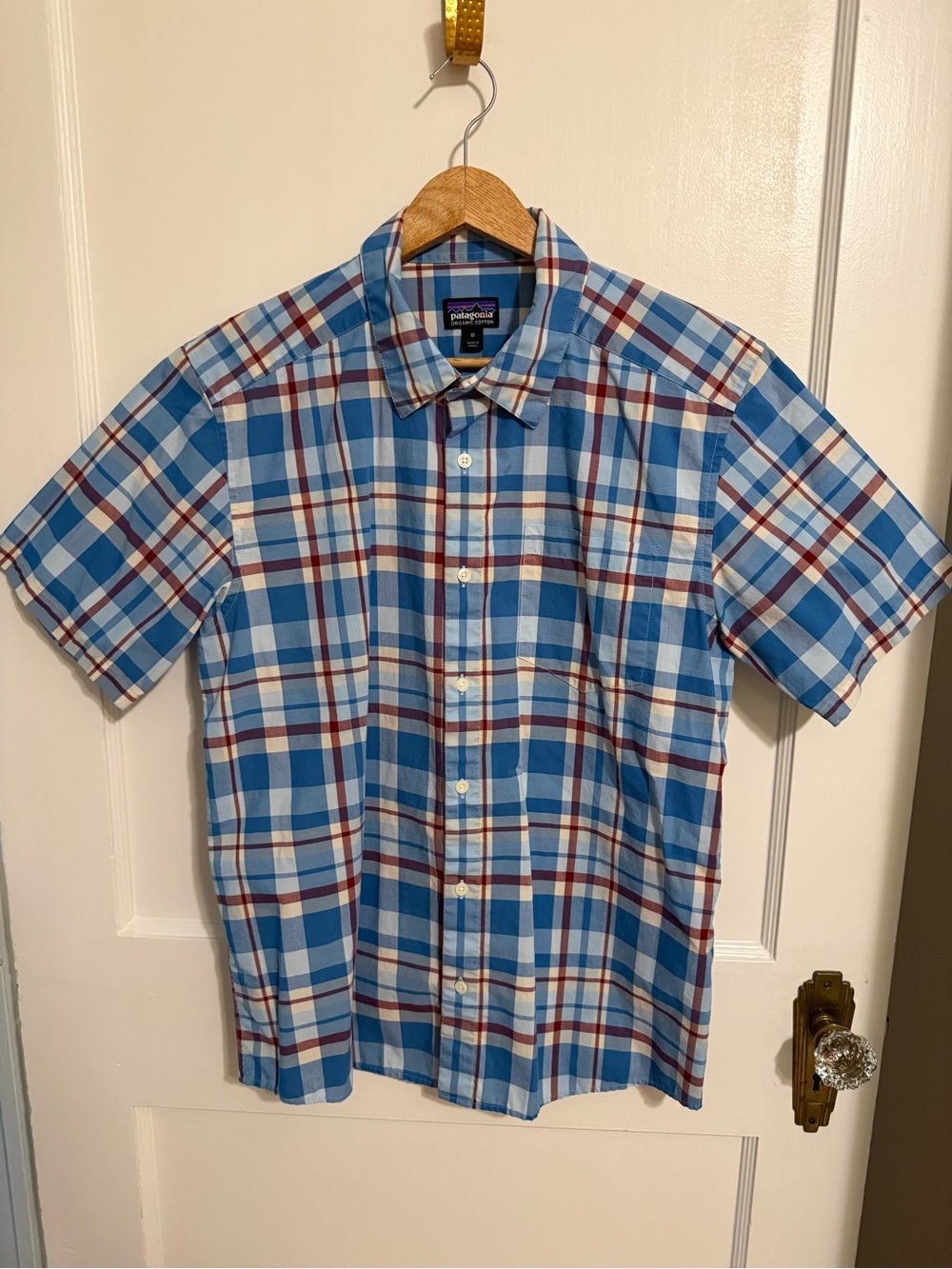 Patagonia Blue Plaid Short-Sleeve Button-Down Shirt